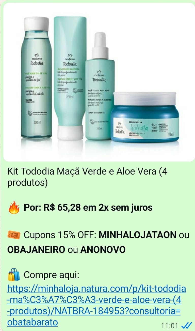 Oferta de kit Natura Tododia Maçã Verde e Aloe Vera